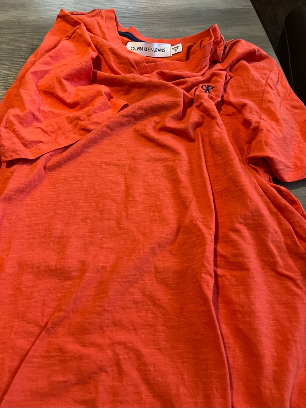 #A323 Calvin Klein Kids Bright Orange Short-Sleeve Tee